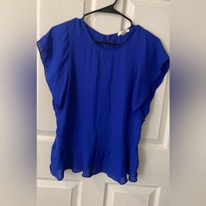 Elegant Blue Blouse with Flutter Sleeves
